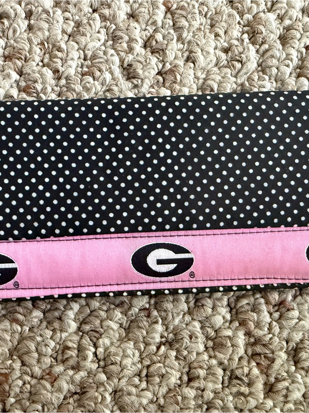 University of Georgia Polka Dot Ribbon Trim in Black & Pink Checkbook Wallet